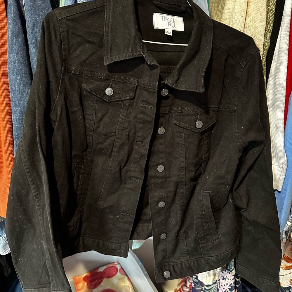 Time And True Black Jean  Jacket